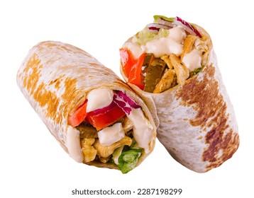 Shawarma sandwich isolated on white background