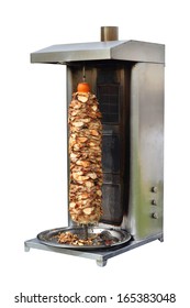 Shawarma Vertical Spit Oven. Isolated On White Background