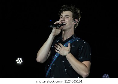 Shawn Mendes Performing At Villa Mix On July 1, 2018 In Goiânia, GO.