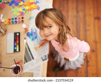 She Loves To Get Crafty. Shot Of An Adorable Little Girl Doing Arts And Crafts.