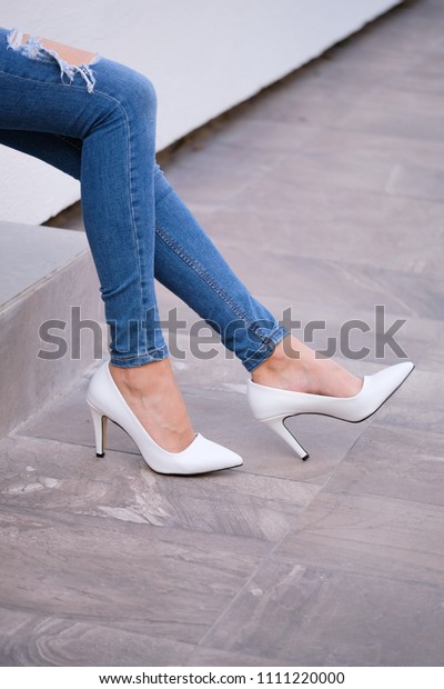 blue jean pumps