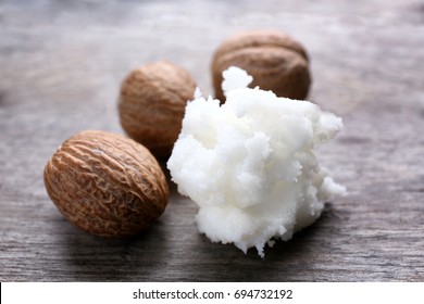 Shea Butter And Nuts On Table