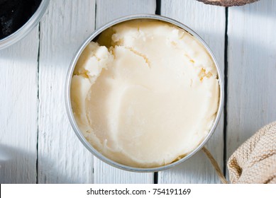 Shea Butter On White Wooden