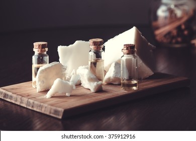 Shea butter on a wooden board