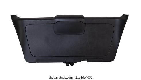 Sheathing Of A Car Body Part - Trunk Made Of Black Plastic On A White Isolated Background In A Photo Studio For Replacement Or Sale In A Workshop.