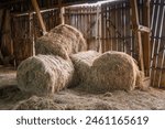 Sheaves of hay in a very old barn