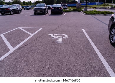 Sheboygan,WI/U.S.A.-July 15,2019: Handicapped Parking Spot