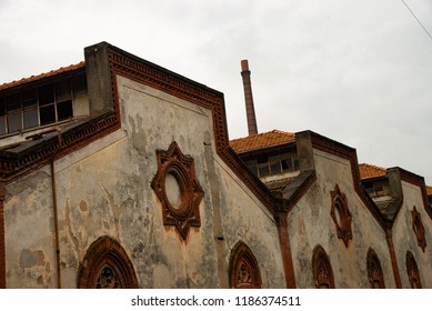 Sheds of the Crespi factory, in the province of Bergamo, Lombardy, characterized by terracotta and brick decorations. Symbol of the industrial architecture of the late nineteenth century.