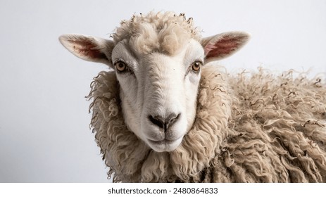 sheep in the studio white background close-up - Powered by Shutterstock