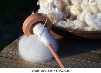 Sheep Wool With Drop Spindle