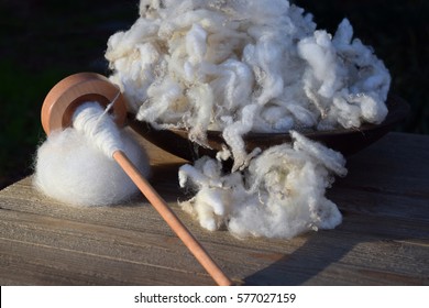 Sheep Wool With Drop Spindle