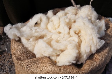 sheep wool hand-spun - Shutterstock ID 147173444