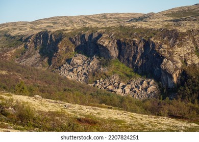 Sheer Cliff In The Tundra, Echo Of The Glacial Period, Relief