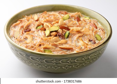 Sheer Khurma Seviyan consumed especially on Eid or any other festival in india/asia. Served with dry fruits toppings in a bowl  - Shutterstock ID 1738317686