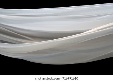 Sheer White Fabric Blown In The Wind.