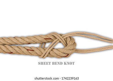 Sheet Bend Knot On White Isolated With Clipping Path