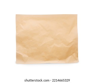Sheet of crumpled baking paper isolated on white