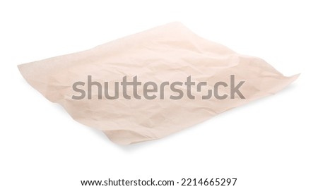 Sheet of crumpled baking paper isolated on white