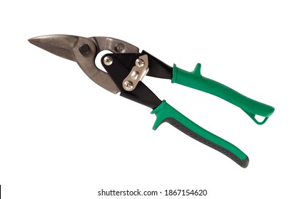Sheet metal tin snips. Isolated with handmade clipping path. - Shutterstock ID 1867154620