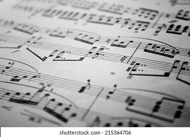 Sheet Music Background Musical Notes  with selective focus