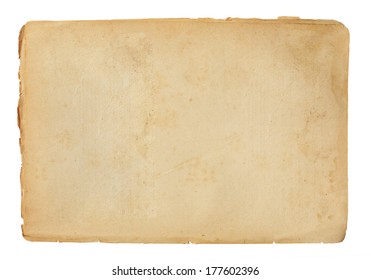 sheet of old paper isolated on a white background