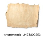 Sheet of old parchment paper isolated on white, top view