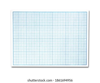 Sheet of scale coordinate drawing paper. Close up. Isolated on a white background.