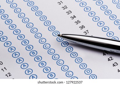 Sheet Of Standardized Test And Pen