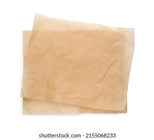 Sheets Of Brown Baking Paper On White Background, Top View