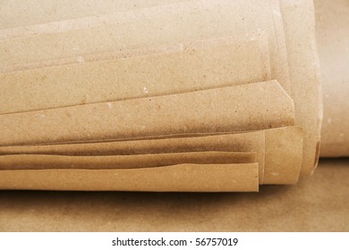 Sheets Of Brown Paper Kraft Roll Texture