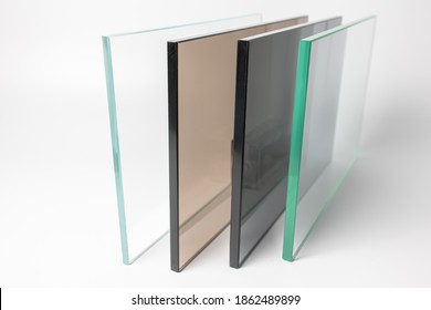 Sheets of Factory manufacturing tempered clear float glass panels cut to size. - Shutterstock ID 1862489899