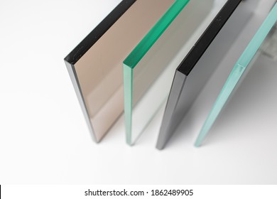 Sheets of Factory manufacturing tempered clear float glass panels cut to size. - Shutterstock ID 1862489905