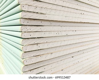 Sheets Of Plasterboard Or Drywall (close Up)