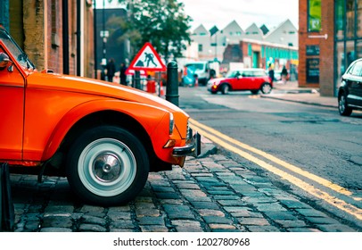 Sheffield, England - 13th October, 2018: A Citroën Dyane Leaves A Parking Garage Driven By An Old Woman In Sheffield, UK