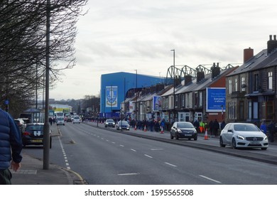 SHEFFIELD, ENGLAND - DECEMBER 7, 2019: View Of Road A61 With Hillsborough Stadium In Sheffield, England