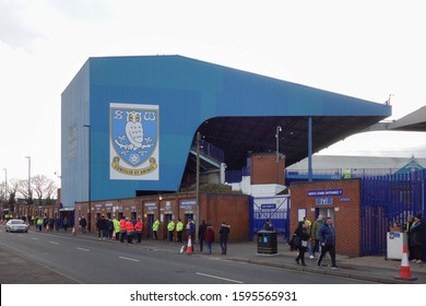 SHEFFIELD, ENGLAND - DECEMBER 7, 2019: Exterior View Of Hillsborough Stadium In Sheffield, England