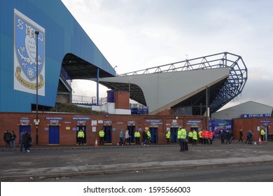 SHEFFIELD, ENGLAND - DECEMBER 7, 2019: Exterior View Of Hillsborough Stadium In Sheffield, England