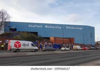 SHEFFIELD, ENGLAND - DECEMBER 7, 2019: Road A61 In Front Of Hillsborough Stadium In Sheffield, England