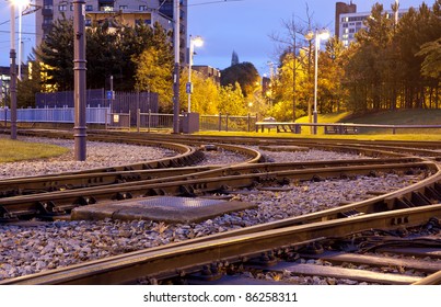 Sheffield Tram Lines By Night