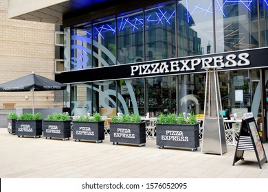 SHEFFIELD, UK - AUGUST 9, 2018: Pizza Express Restaurant Exterior. Pizza Express Opened Their First Restaurant In London In 1965.