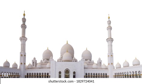 Sheikh Zayed Grand Mosque (Abu Dhabi, United Arab Emirates) isolated on white background