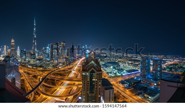 Sheikh Zayed Road Dubai Uae December Stock Photo 1594147564 Shutterstock