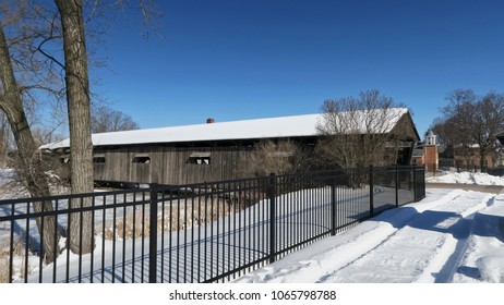 Shelburne Museum Covered Bridge / Clear Winter Day View