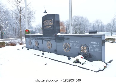 Shelby Twp. Michigan, Jan 3, 2021: View Of The Township War Memorial