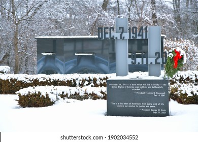 Shelby Twp. Michigan, Jan 3, 2021: View Of The Township War Memorial