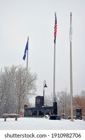 Shelby Twp. Michigan, Jan 3, 2021: View Of Township War Memorial