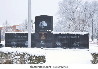 Shelby Twp. Michigan, Jan 3, 2021: View Of Township War Memorial