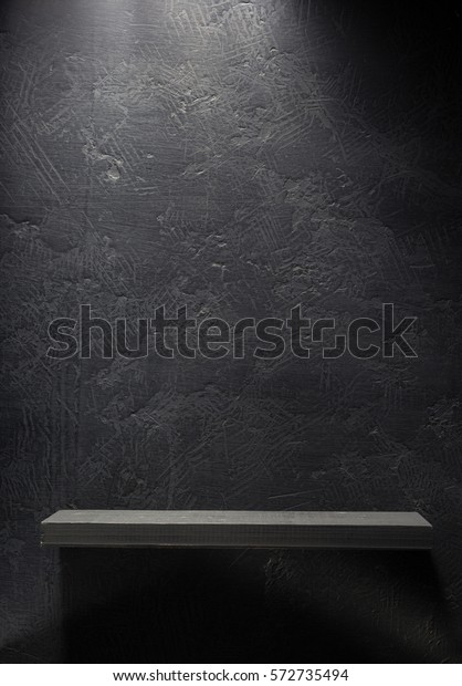 Shelf Black Wall On Wooden Background Stock Photo 572735494 | Shutterstock