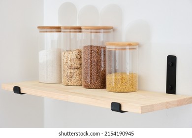 shelf with cereals in jars close-up - Powered by Shutterstock