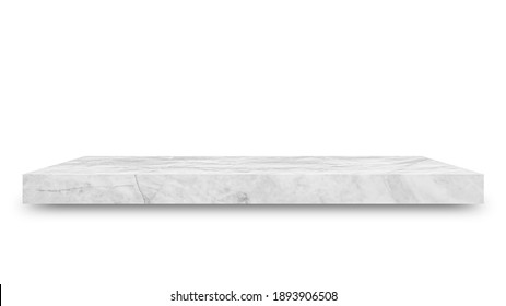 Shelf Marble Isolated On A White Background And Display Montage For The Product Embed Clipping Path Separate With Black Shadows.